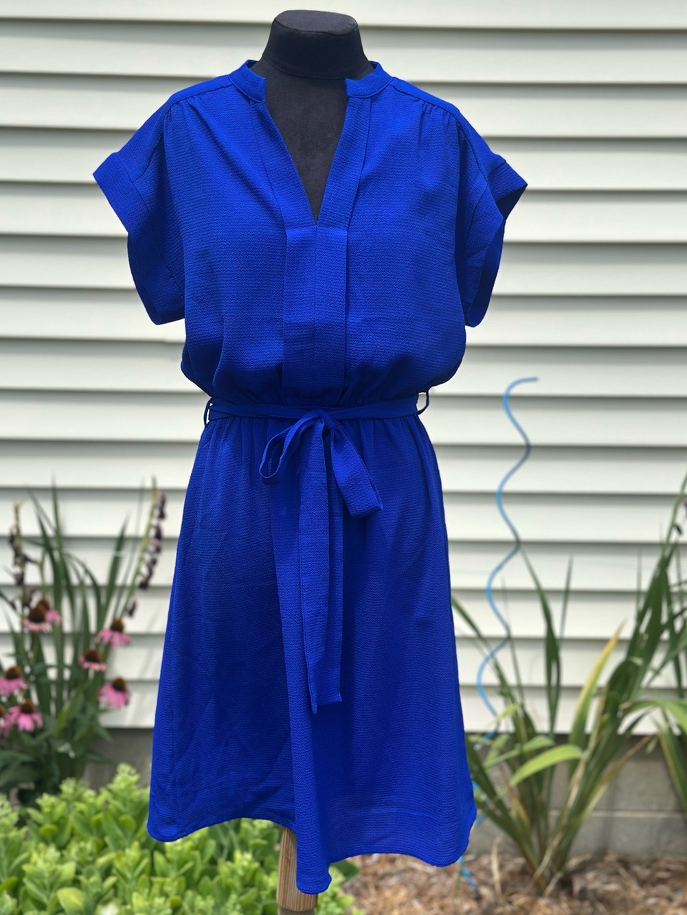 Monteau Cobalt Blue Midi Dress with Self Tie Waist